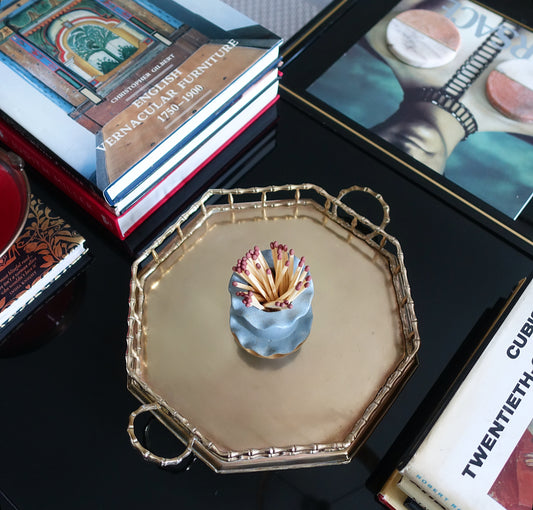 faux bamboo brass tray