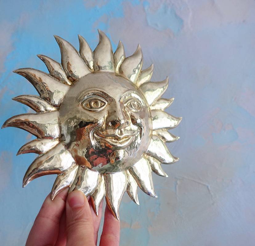 Brass sun wall plaque