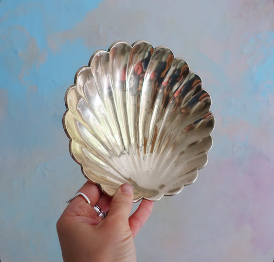 Hollywood Regency brass scallop shell dish