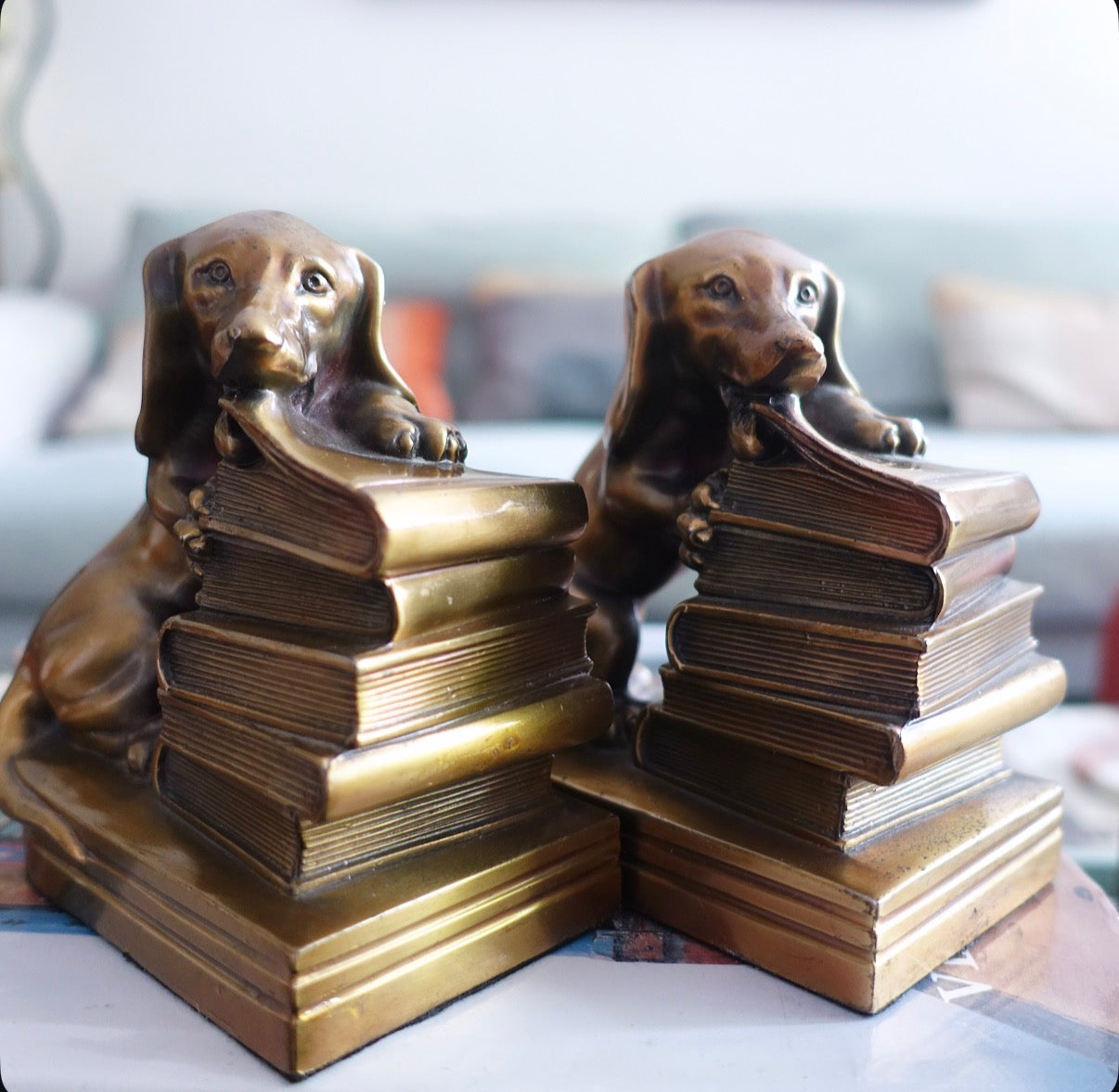 Pair of cast metal Dachshund bookends