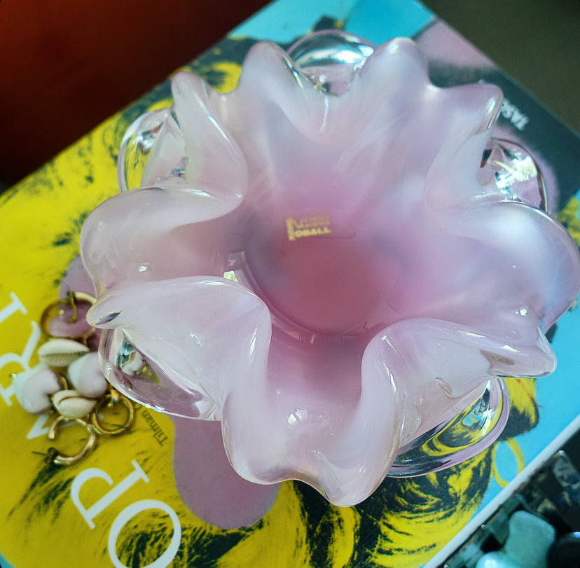 Pink Murano glass trinket dish