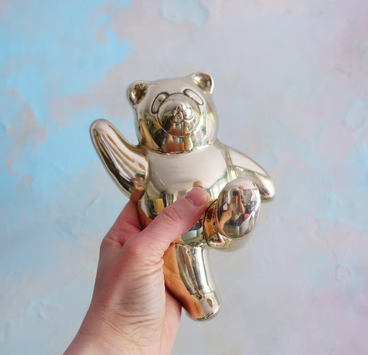 Large brass teddy bear wall hook