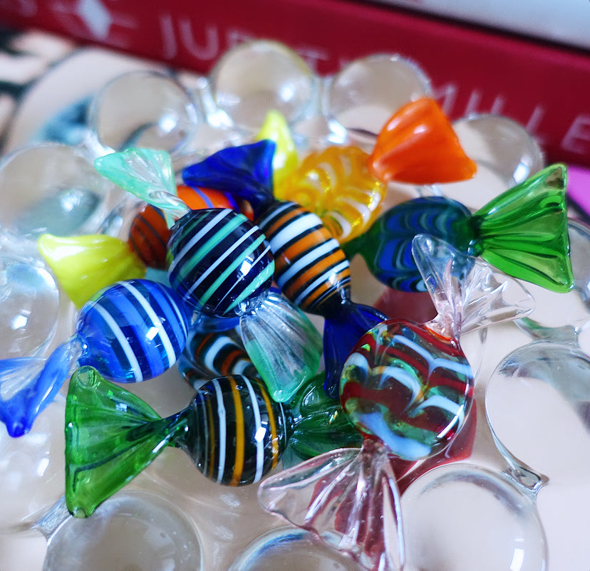 Set of nine assorted art glass sweets