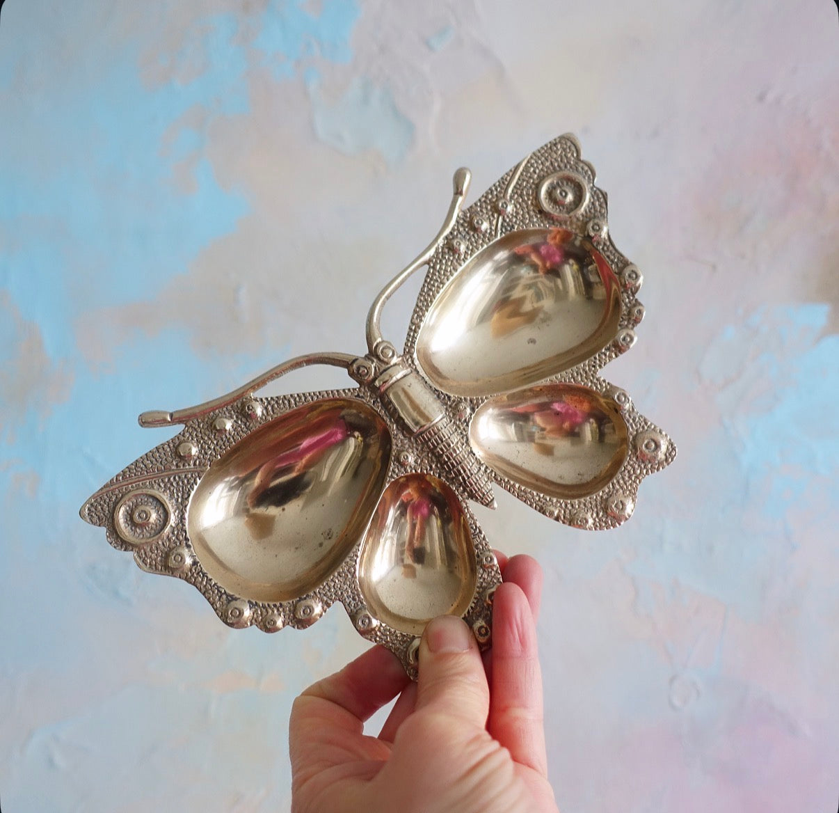 Brass butterfly trinket dish