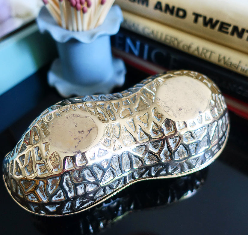 Large brass peanut trinket box