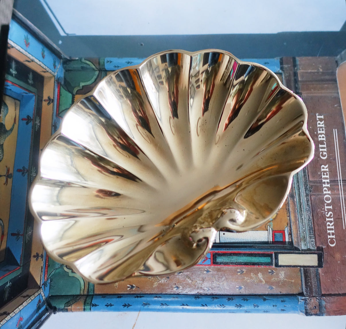 Brass scallop shell trinket dish