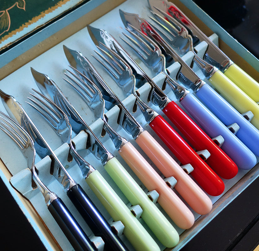 Mid-Century rainbow cutlery set