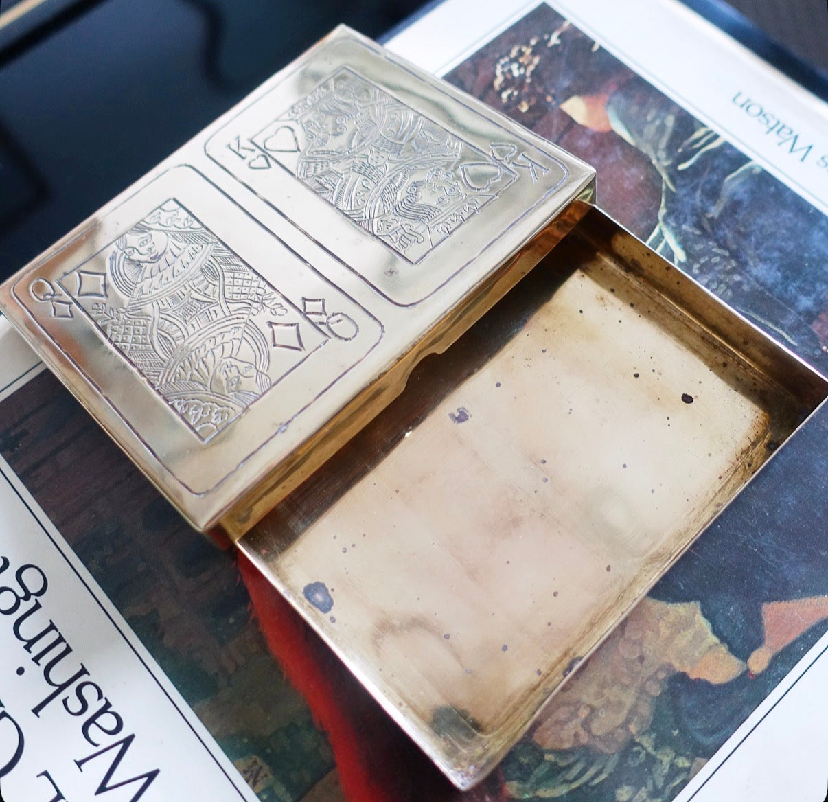 Brass playing cards box
