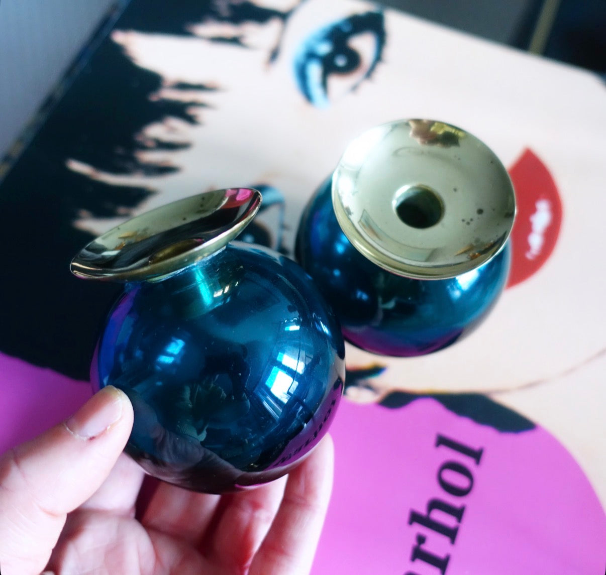 Pair of light ball candle holders