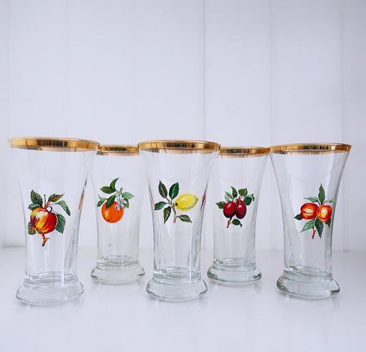 Set of five MCM fruit glasses