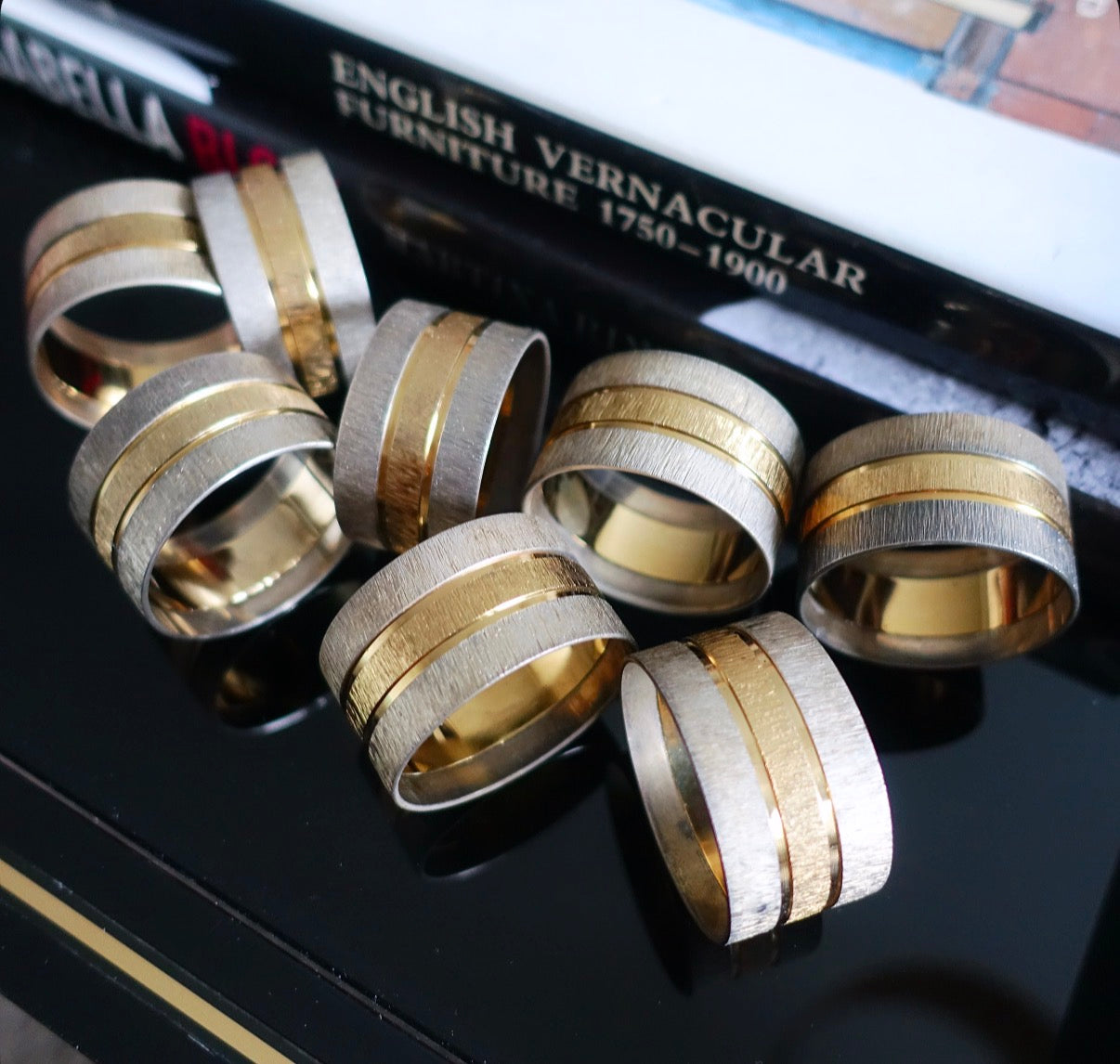 Silver & gold tone napkin rings