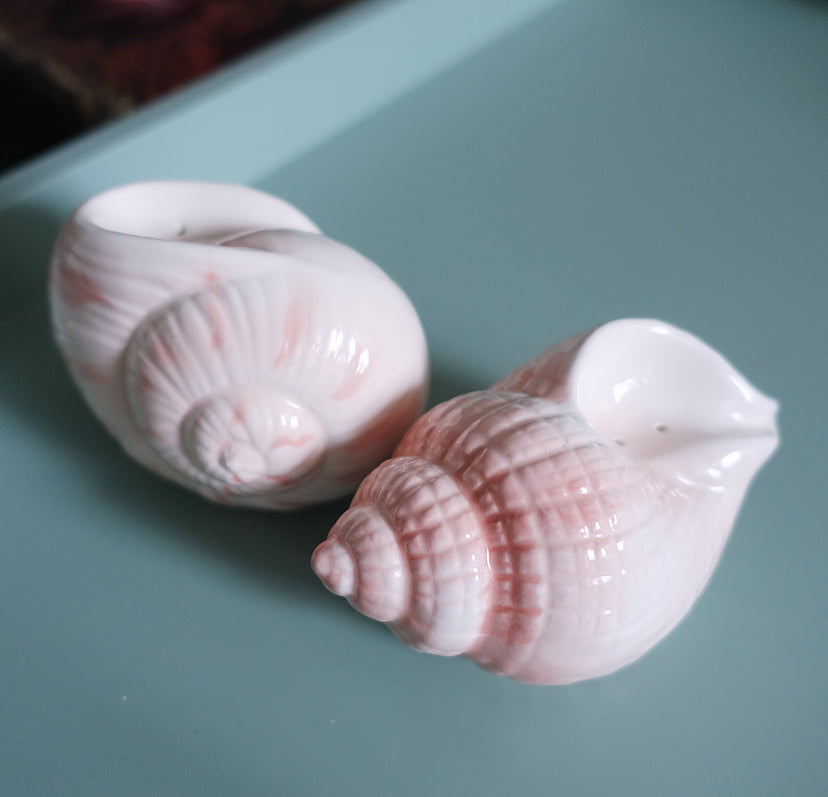 Pair of shell salt & pepper shakers