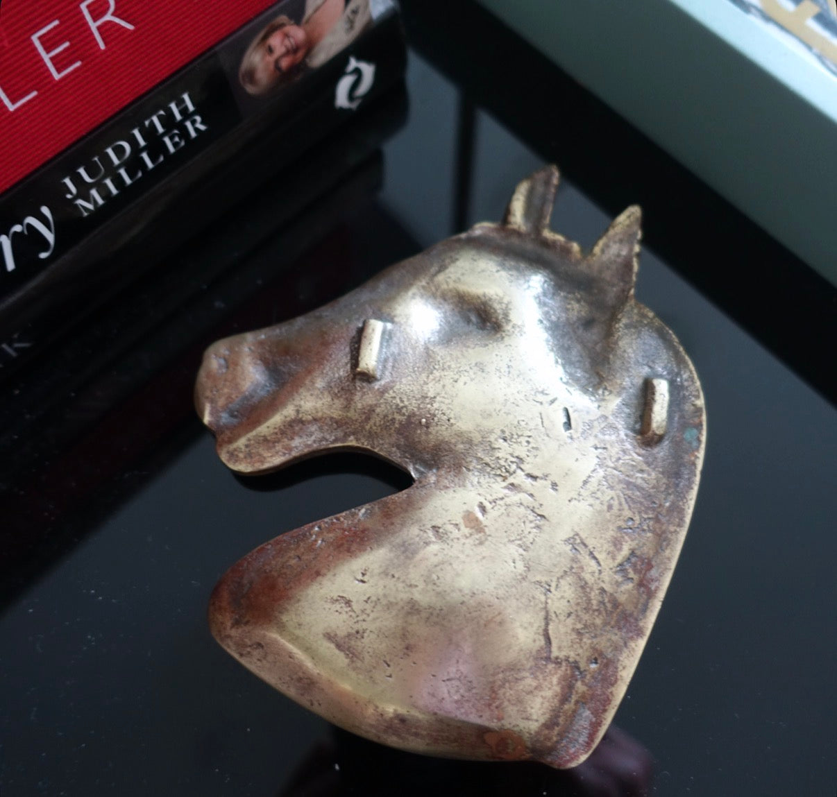 Brass horse trinket dish