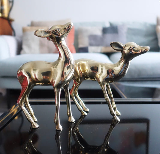 Pair of decorative brass deer