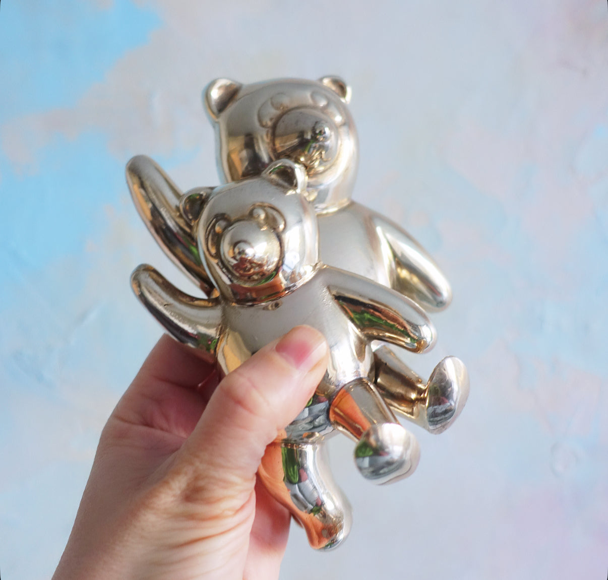 Brass teddy bear wall hook set