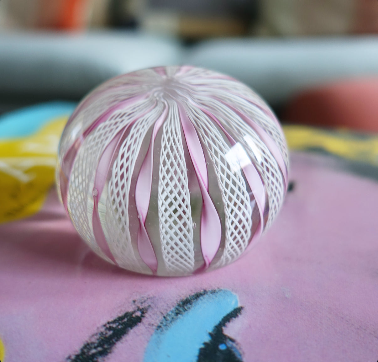 Pink Murano glass paperweight