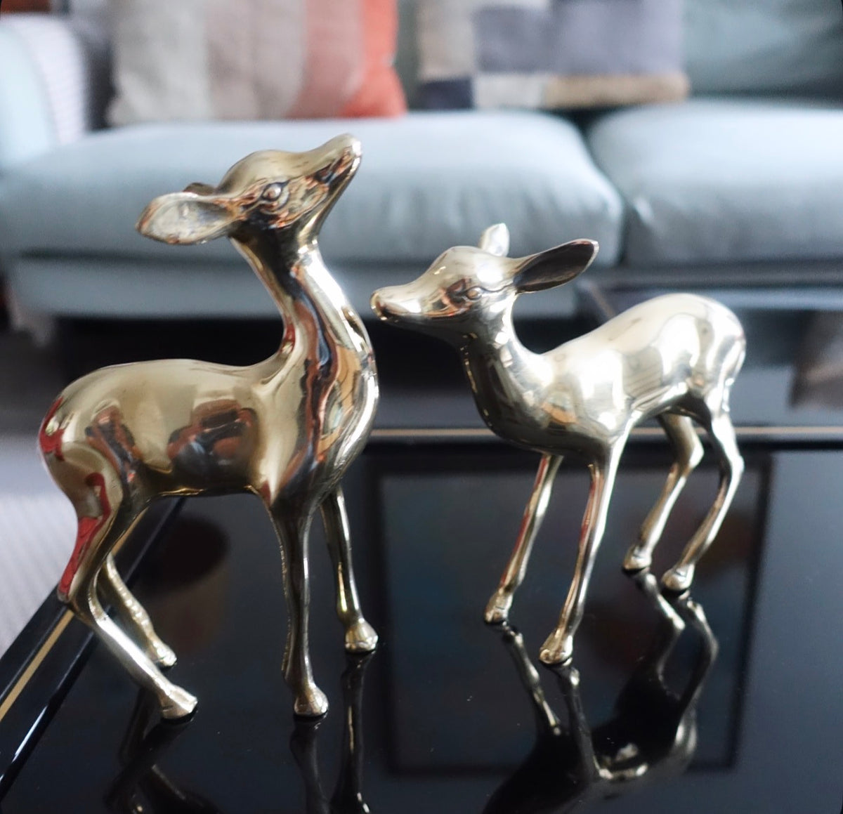 Pair of decorative brass deer