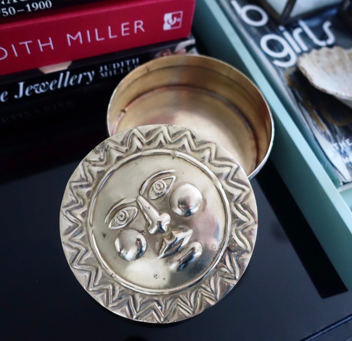 Brass sun trinket box