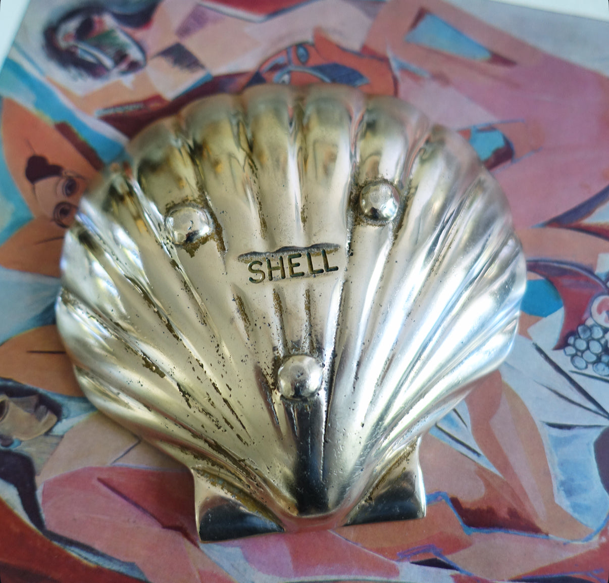 Brass shell motor oil ashtray