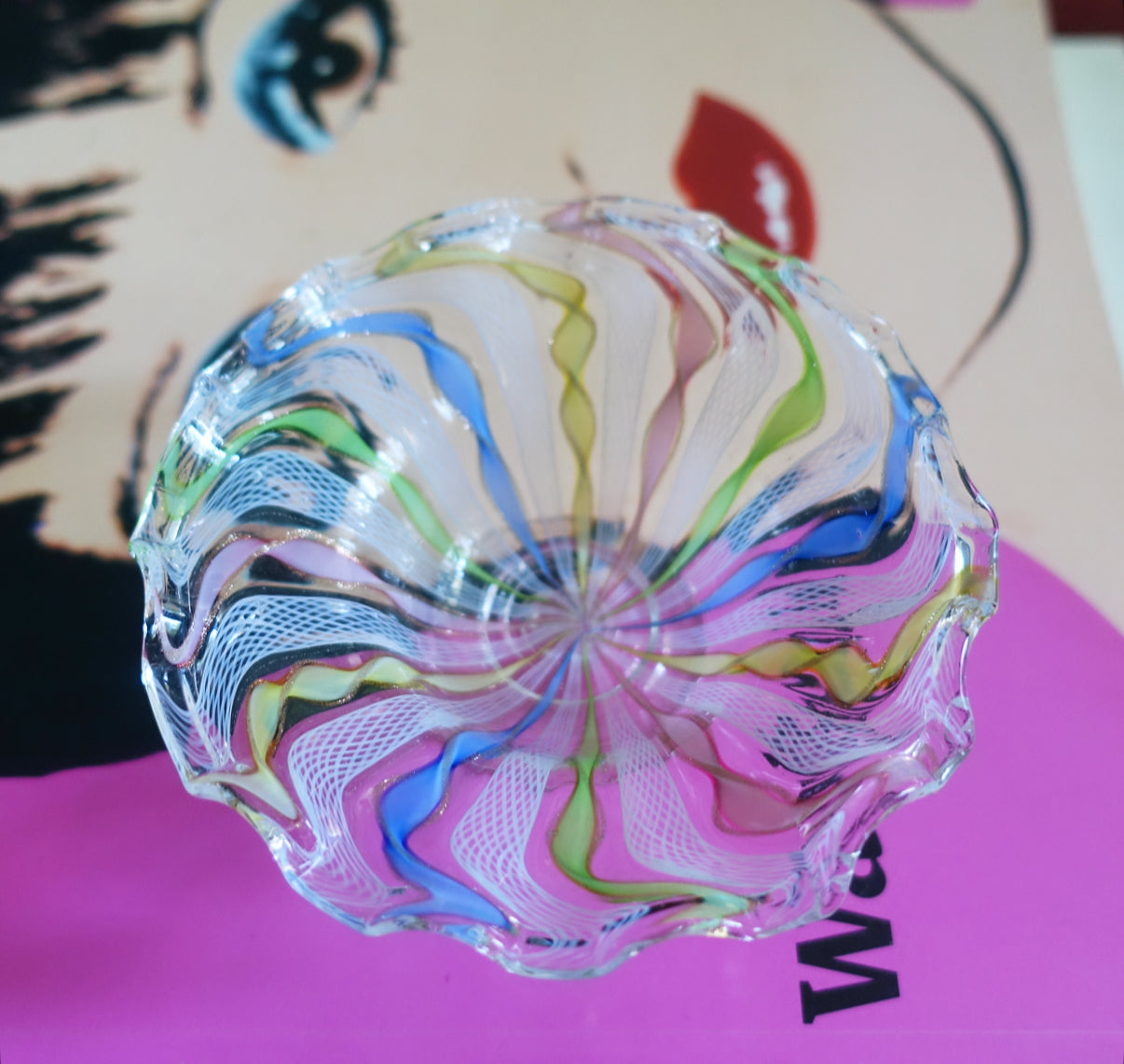 Pastel Zanfirico Murano glass bowl