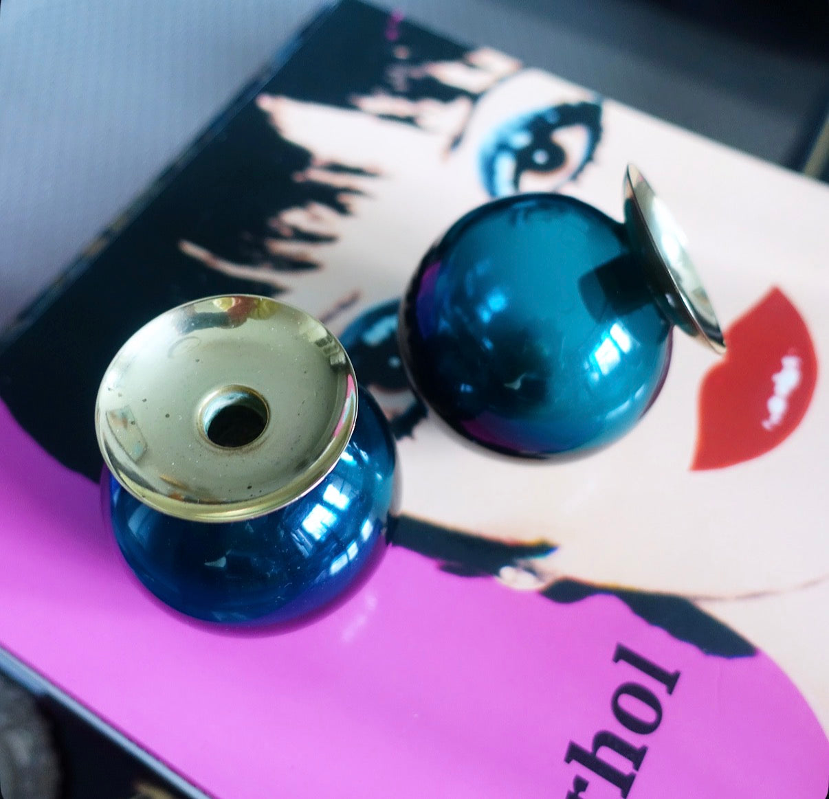 Pair of light ball candle holders