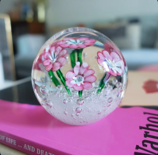 Murano glass flower paperweight