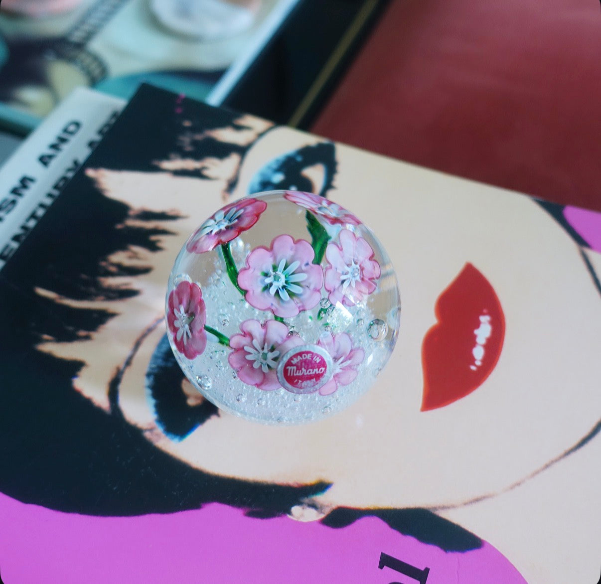 Murano glass flower paperweight