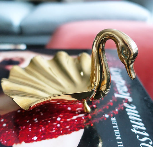 Brass swan trinket dish