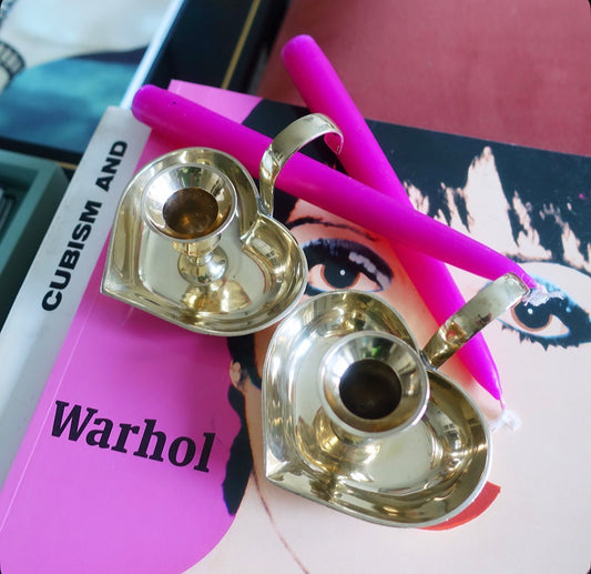 Brass heart candle holders