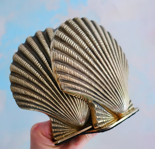 Brass scallop shell bookends