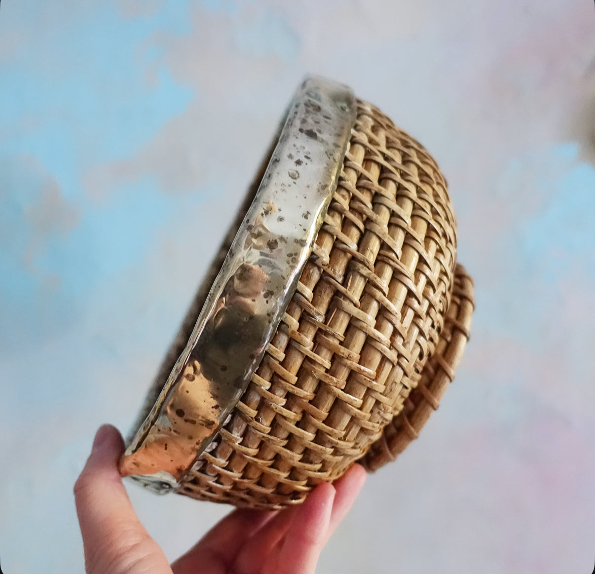Wicker & brass basket