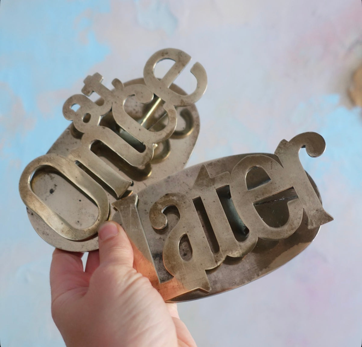 Pair of vintage brass paper clips