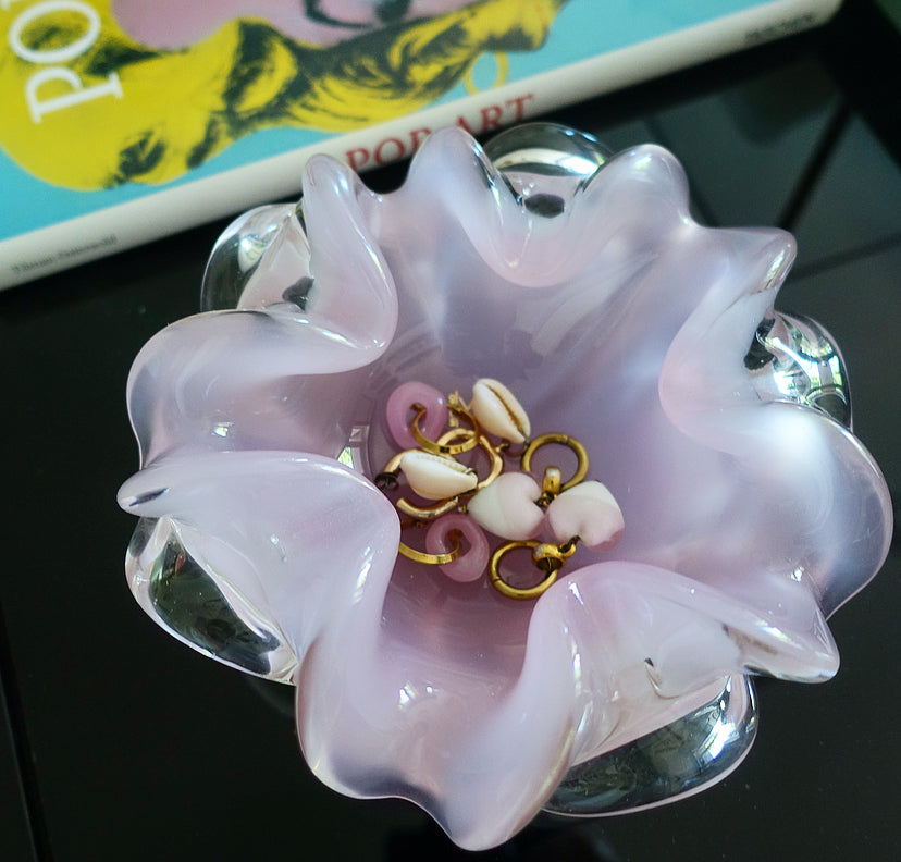 Pink Murano glass trinket dish