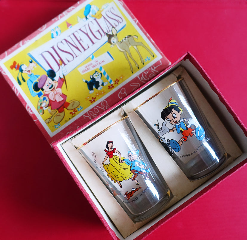 Rare set of two Disney Glass juice glasses