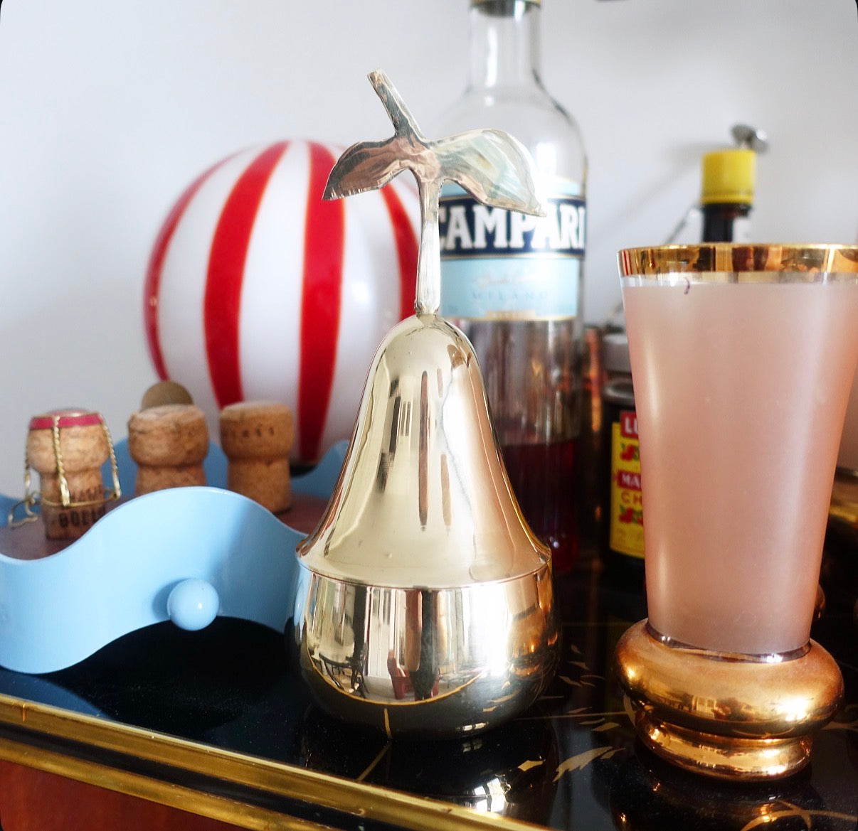 Brass pear trinket pot