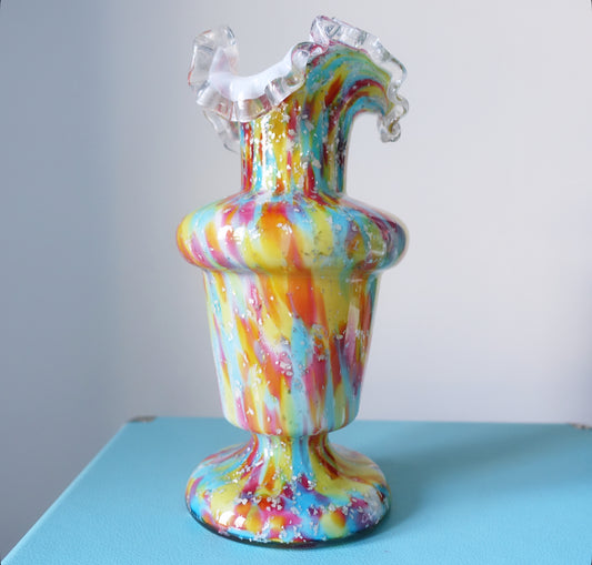 Splatter glass frill vase