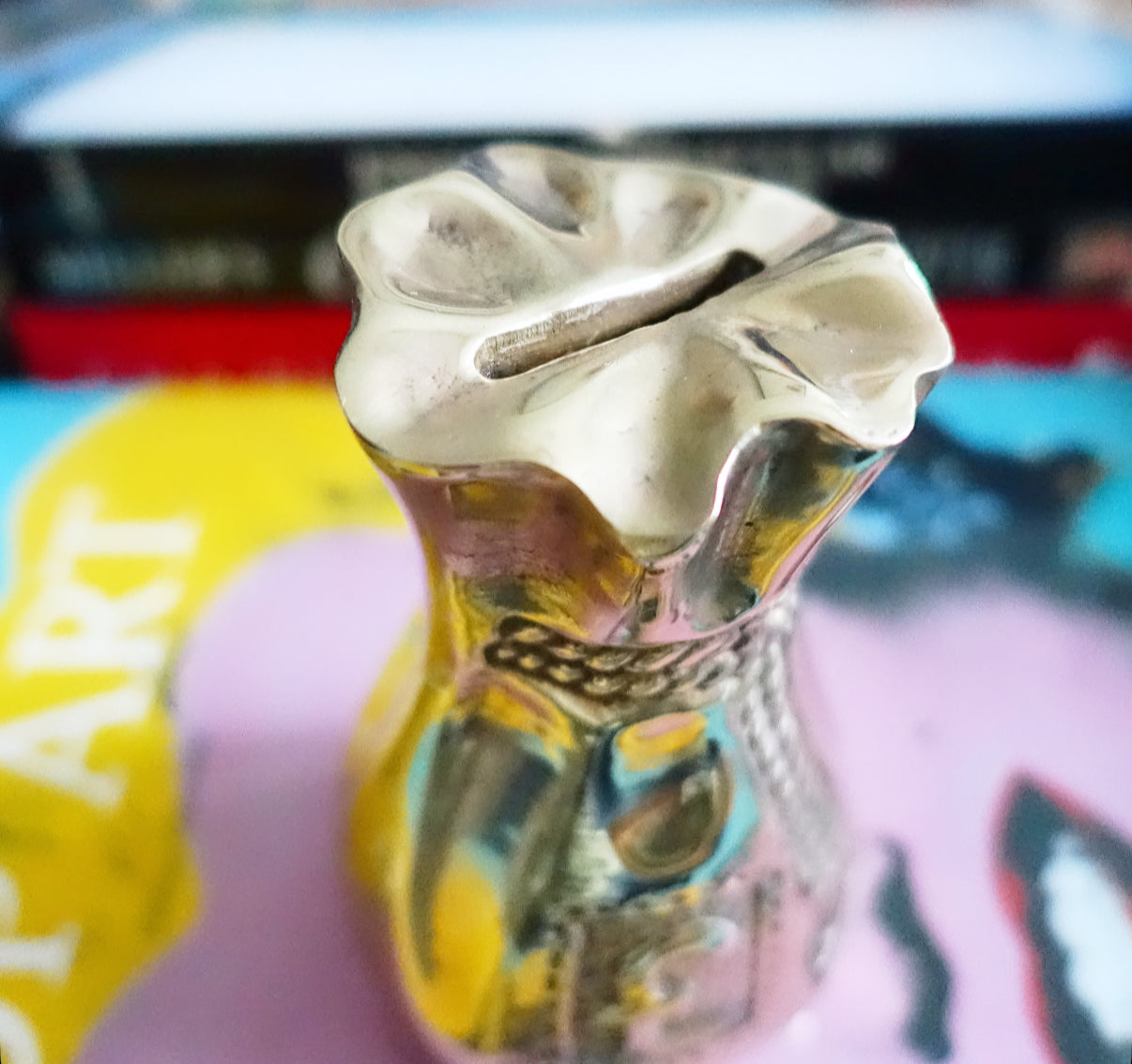 Brass swag bag coin bank