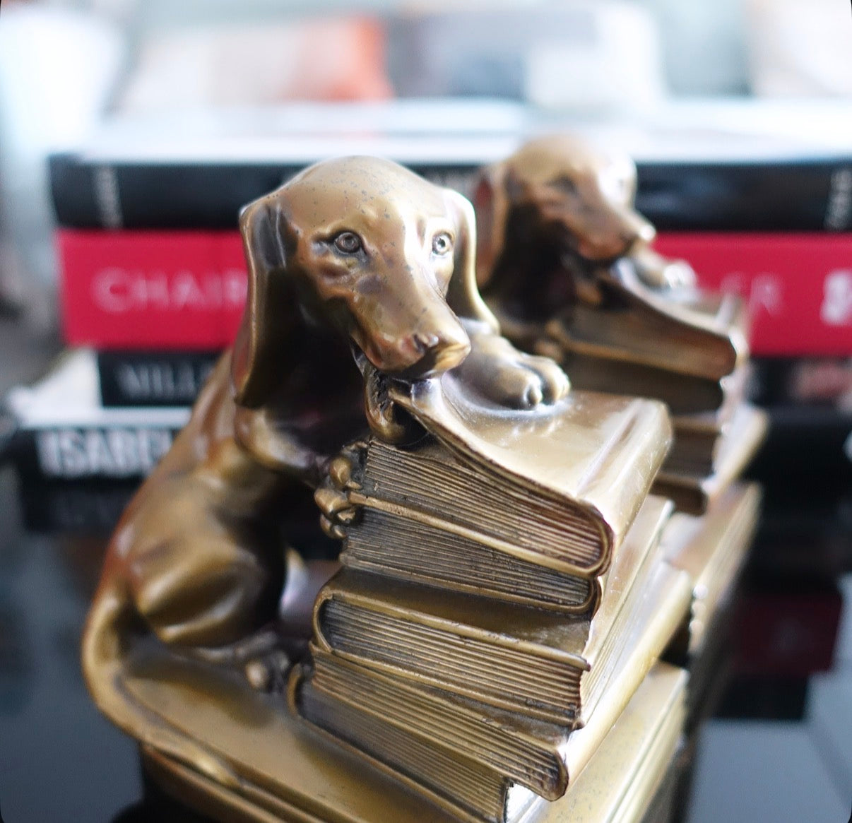 Pair of cast metal Dachshund bookends