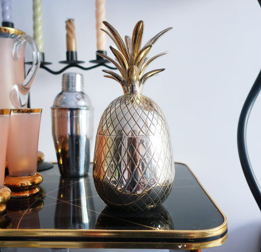 Hollywood regency brass pineapple container
