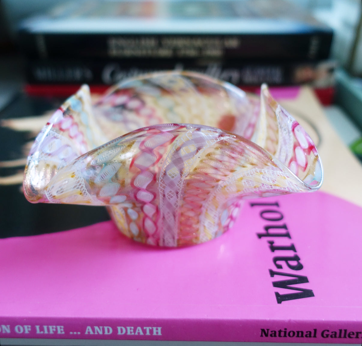 Pastel Zanfirico Murano glass bowl
