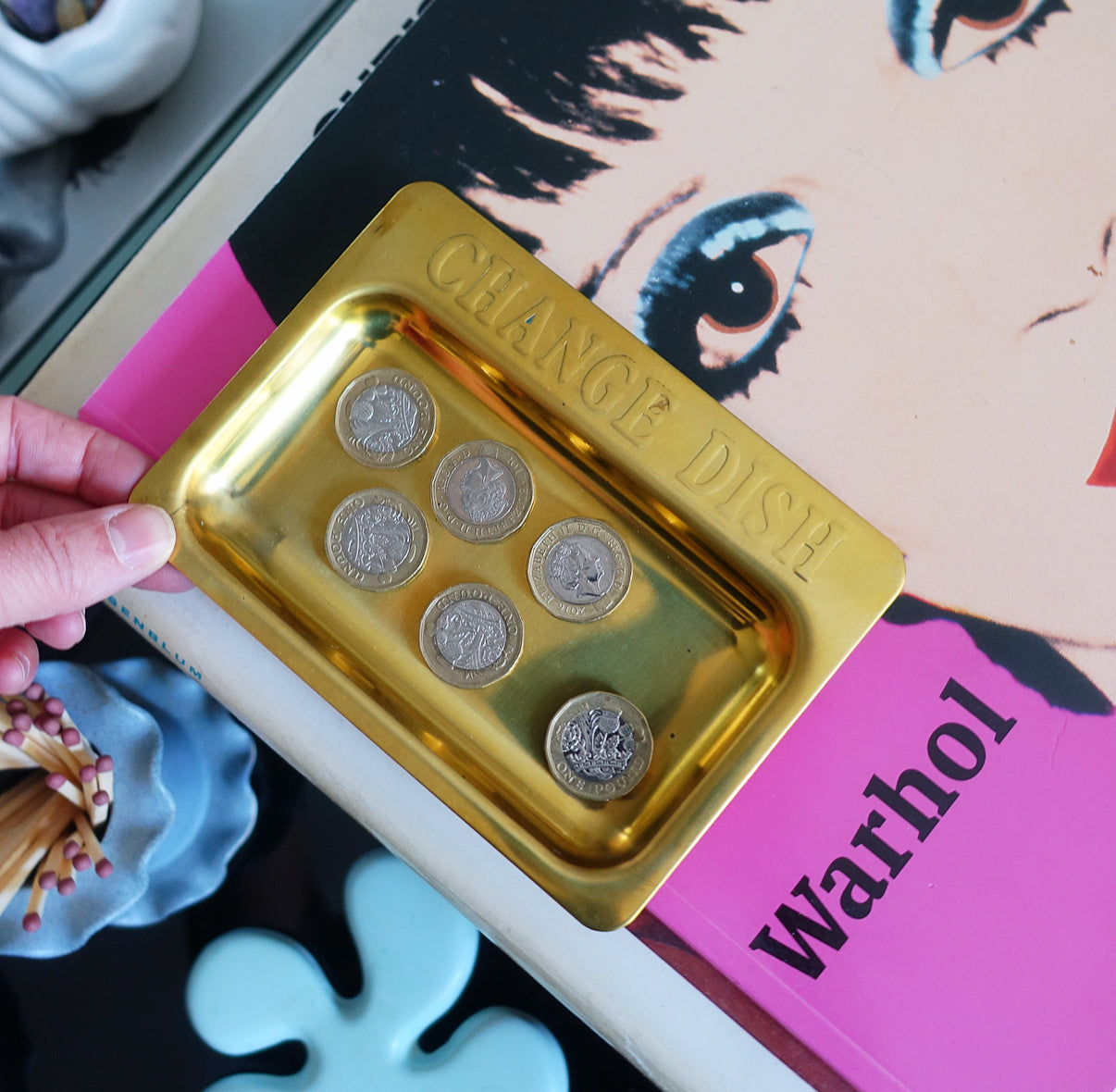 Brass pocket change dish