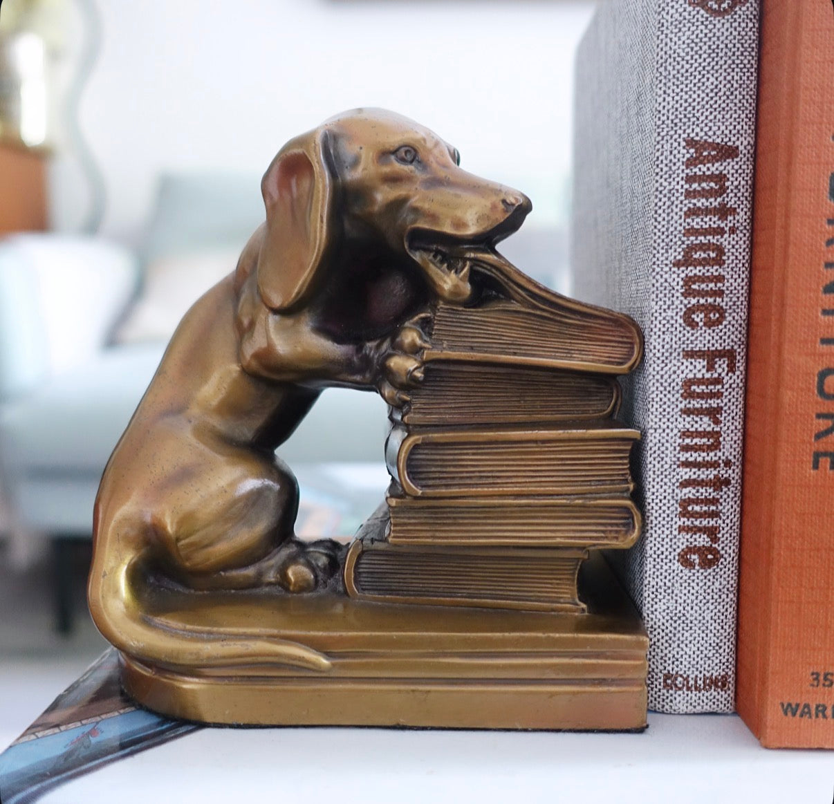 Pair of cast metal Dachshund bookends