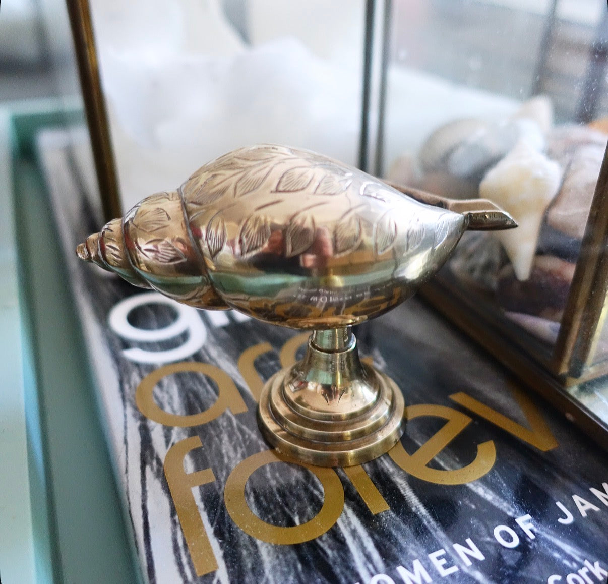 Brass conch shell ashtray