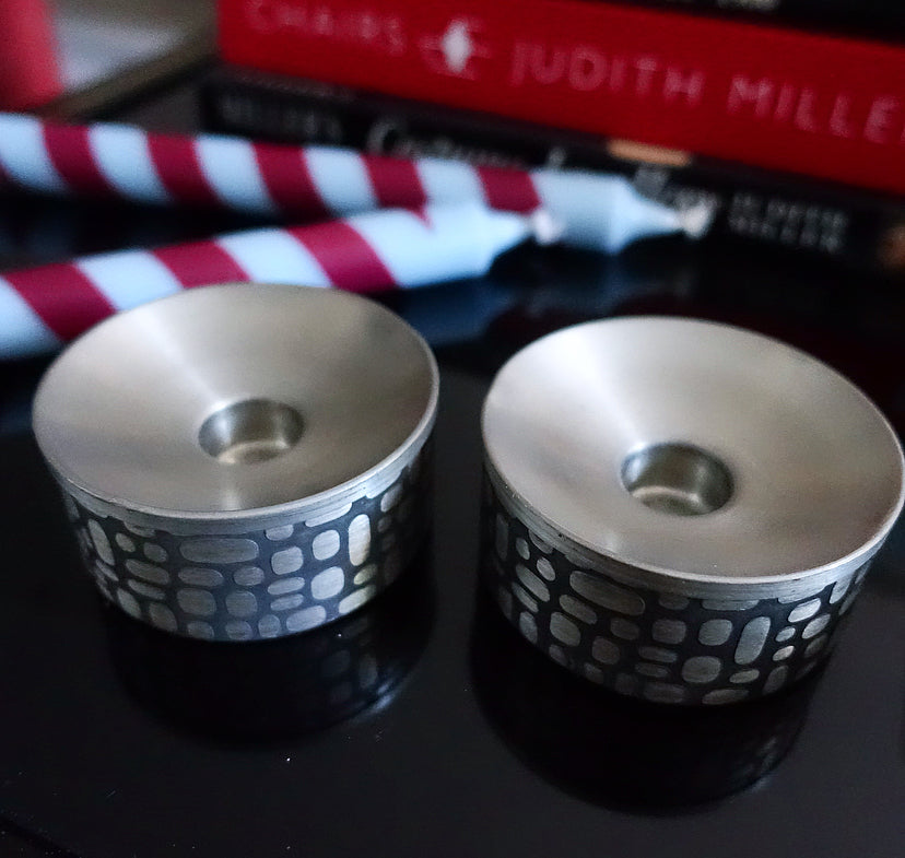 Pair of MCM Norwegian pewter candle holders