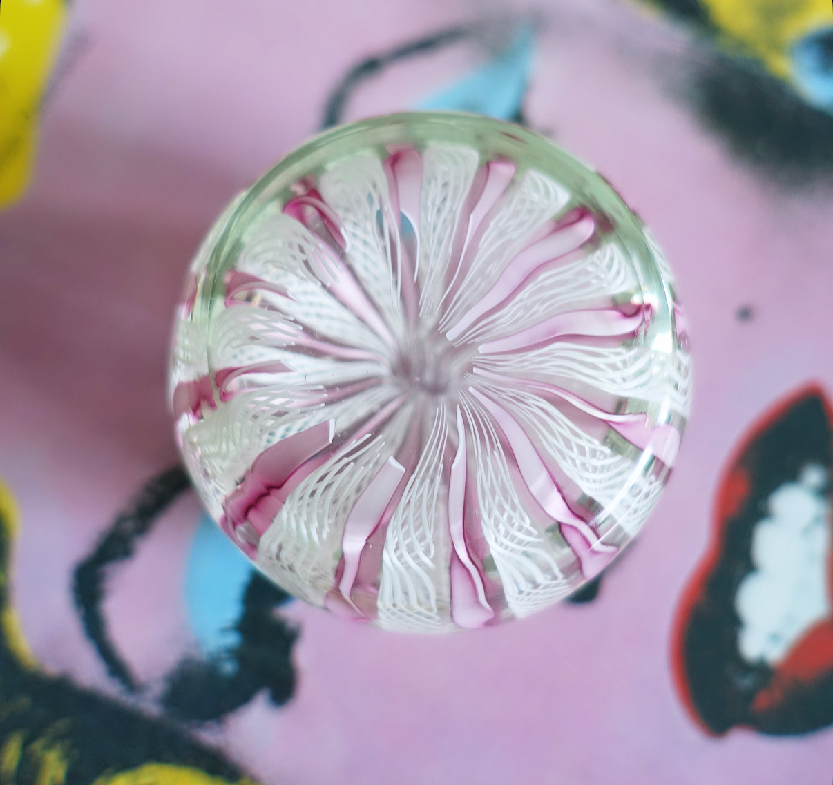 Pink Murano glass paperweight