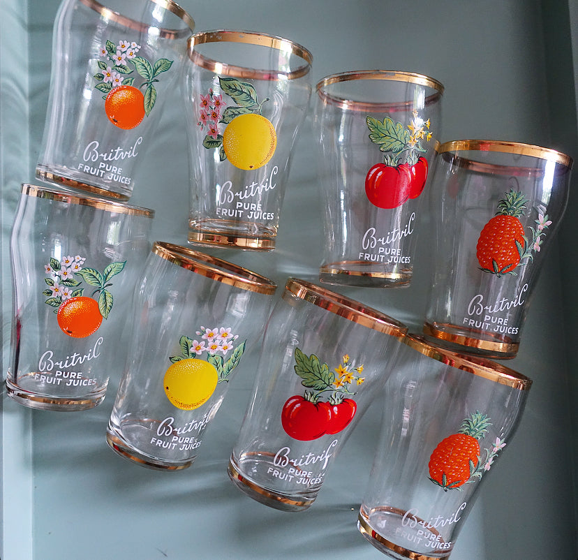 Set of eight Britvic juice glasses