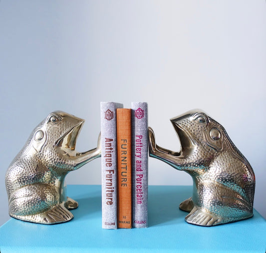 Brass frog bookends