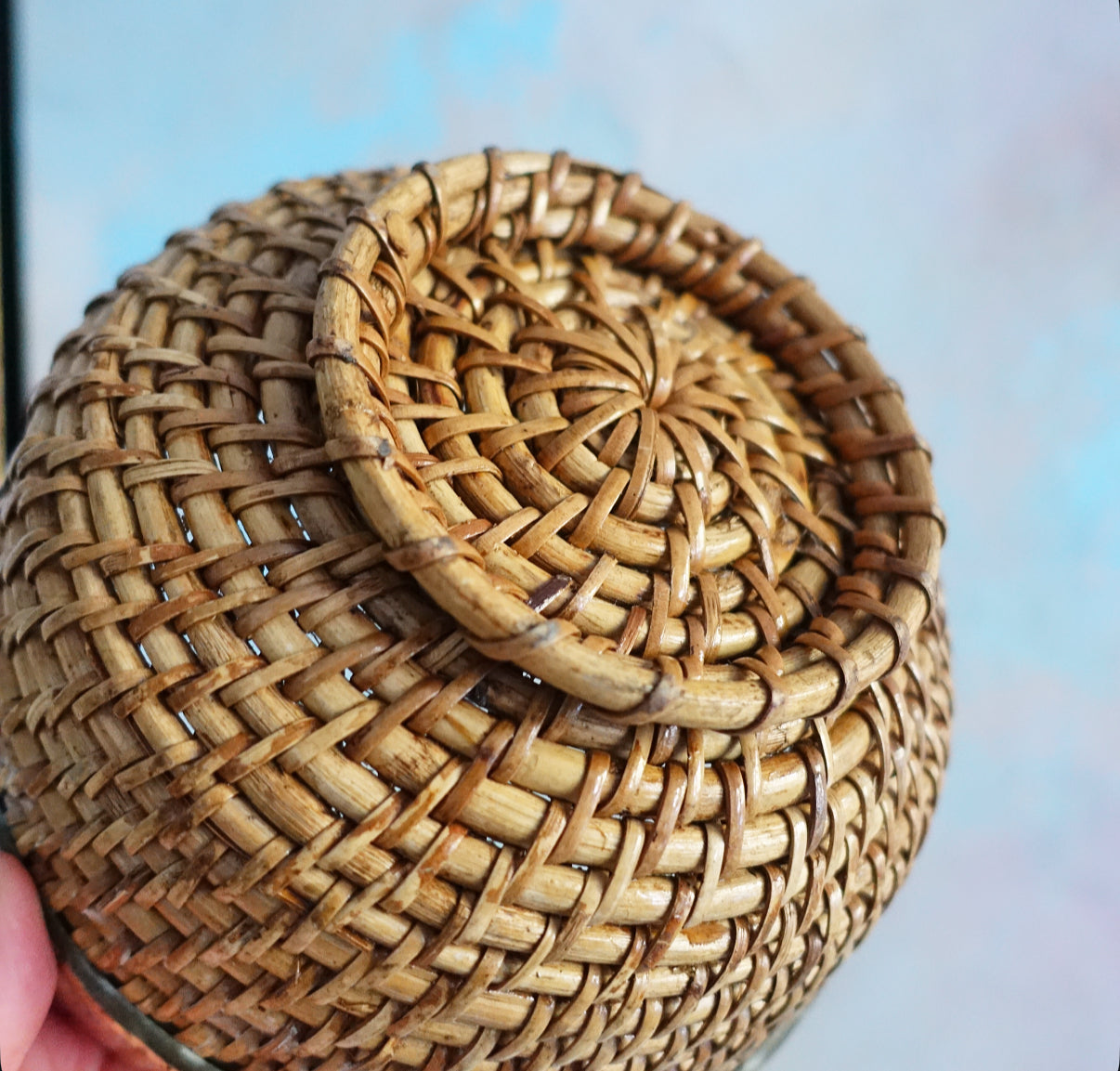 Wicker & brass basket