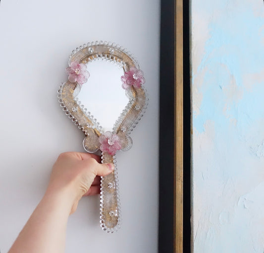 Murano glass flower vanity wall mirror