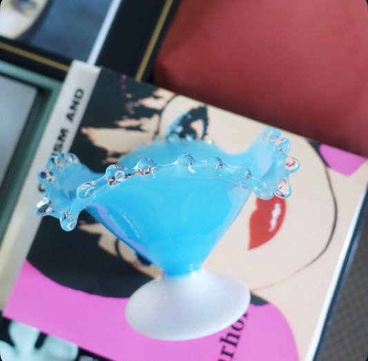 French blue opaline glass bowl